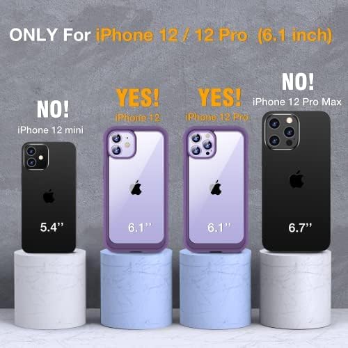 41VwkJuHhNL._AC_ Miracase Glass Series for iPhone 12/12 Pro Case 6.1 inch, Upgraded Full-Body Rugged Phone Bumper Case Cover with Built-in 9H Tempered Glass Screen Protector and Camera Protector, Purple