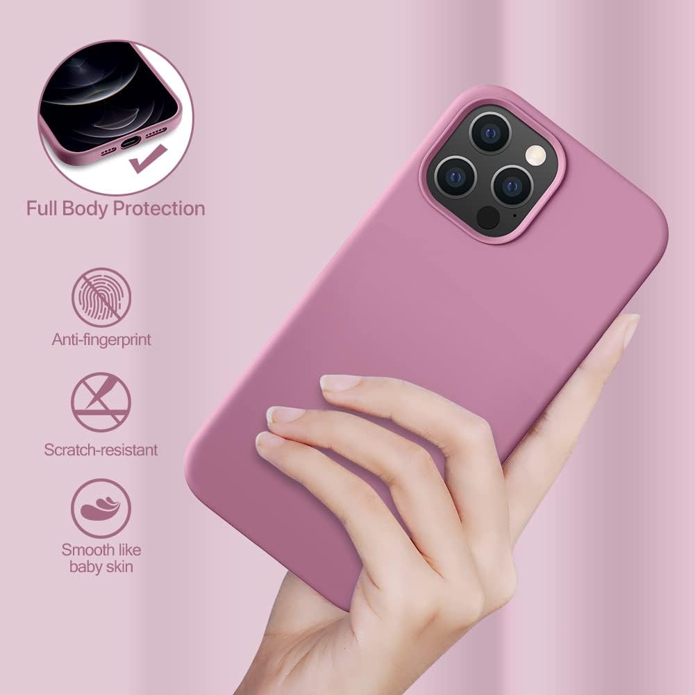 Miracase Compatible with iPhone 12 Pro Max Case, [Soft Anti-Scratch Microfiber Lining], Liquid Silicone Case Gel Rubber Shockproof Drop Protection Phone Case for 12 Pro Max, Blackcurrant