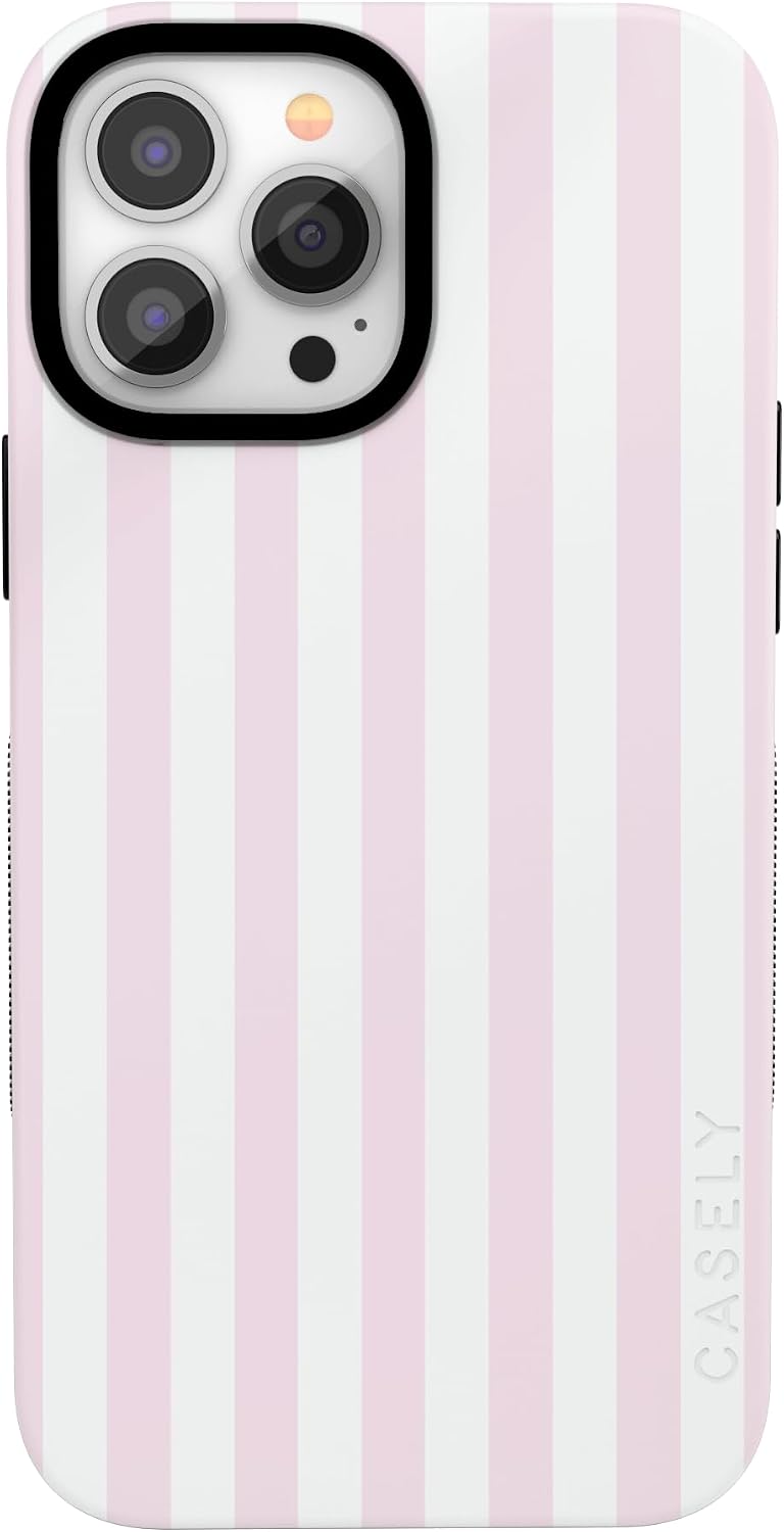 516-kXL2EtL._AC_SL1500_ Casely iPhone 13 Pro Case | Sunday Best | Pink Stripes | Bold Protective Design | Compatible with MagSafe