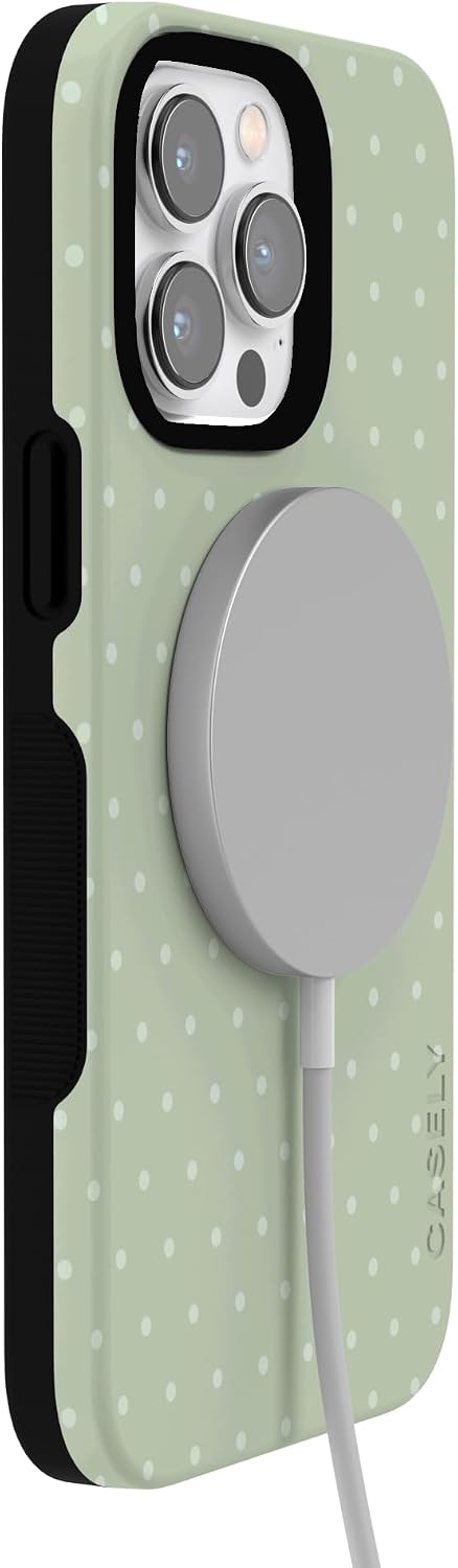 517Q3RoAZwL._AC_SL1500_ Casely iPhone 14 Pro Case | On the Dot | Green Polka Dot | Bold Protective Design | Compatible with MagSafe