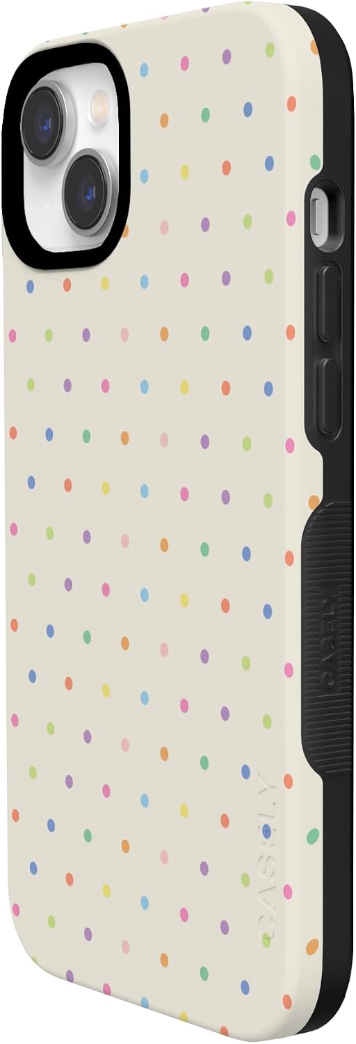 519JDrOCapL._AC_SL1500_ Casely iPhone 14 Plus Case | On the Dot | Rainbow Polka Dot | Bold Protective Design | Compatible with MagSafe