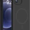 Miracase Magnetic for iPhone 12 Case/iPhone 12 Pro Case, [Soft Anti-Scratch Microfiber Lining], Compatible with MagSafe, Liquid Silicone Shockproof Drop Protection Phone Case for 12/12 Pro,Black