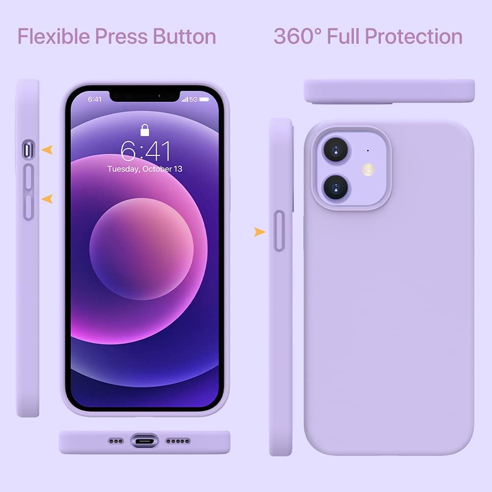 51I5owsWWYS._AC_SL1001_ Miracase Compatible with iPhone 12 Case and iPhone 12 Pro Case, Liquid Silicone Gel Rubber Full Body Protection Shockproof Drop Protection Phone Case for iPhone 12/12 Pro 6.1 inch, Violet