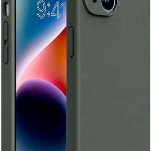 Miracase Designed for iPhone 14 Case,[Upgraded Enhanced Camera Protection],Shockproof Liquid Silicone Case with Microfiber Lining, 6.1 inch,Dark Green