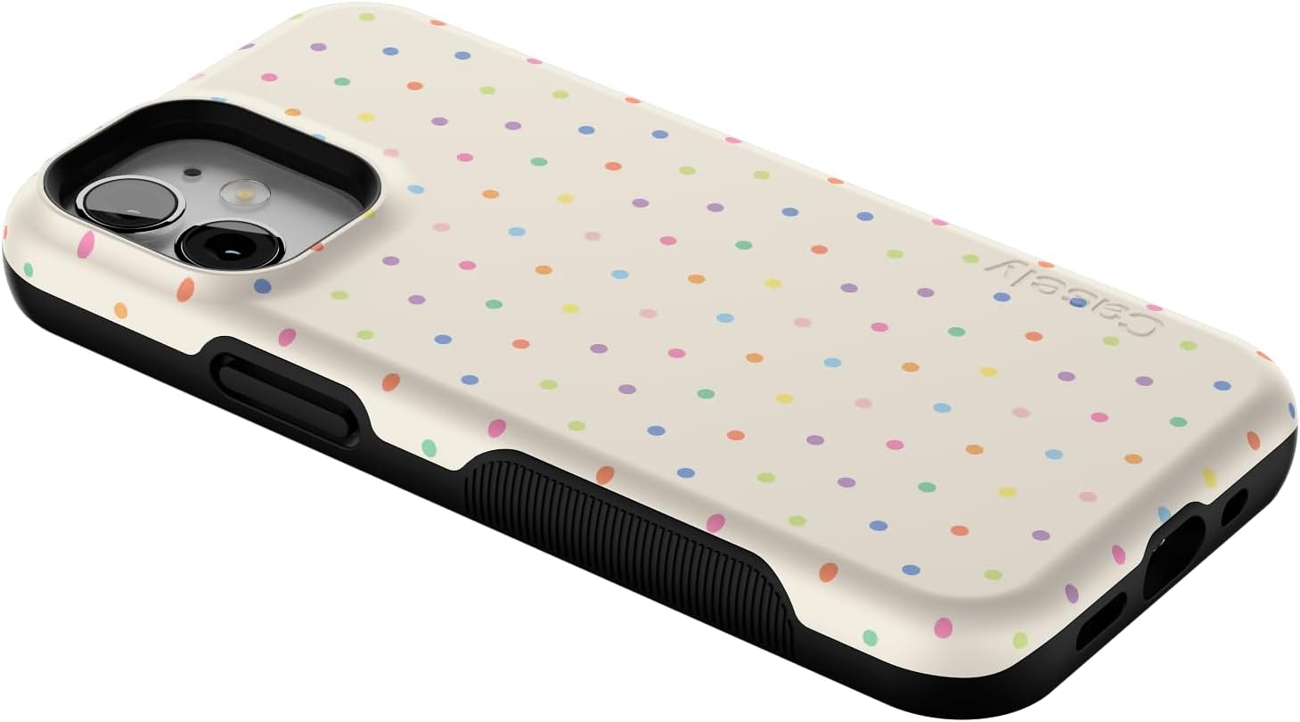 51PZ6FJry7L._AC_SL1500_ Casely iPhone 12 Mini Case | On the Dot | Rainbow Polka Dot | Bold Protective Design | Compatible with MagSafe