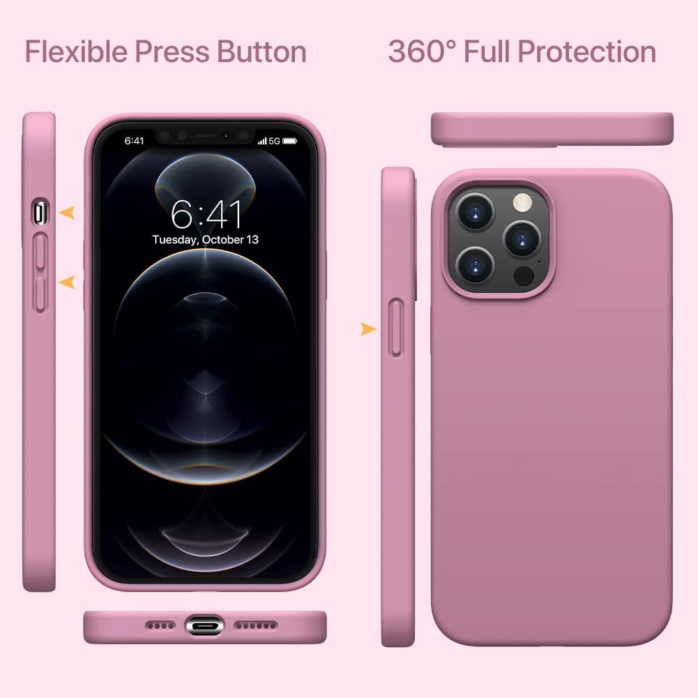 Miracase Compatible with iPhone 12 Pro Max Case, [Soft Anti-Scratch Microfiber Lining], Liquid Silicone Case Gel Rubber Shockproof Drop Protection Phone Case for 12 Pro Max, Blackcurrant