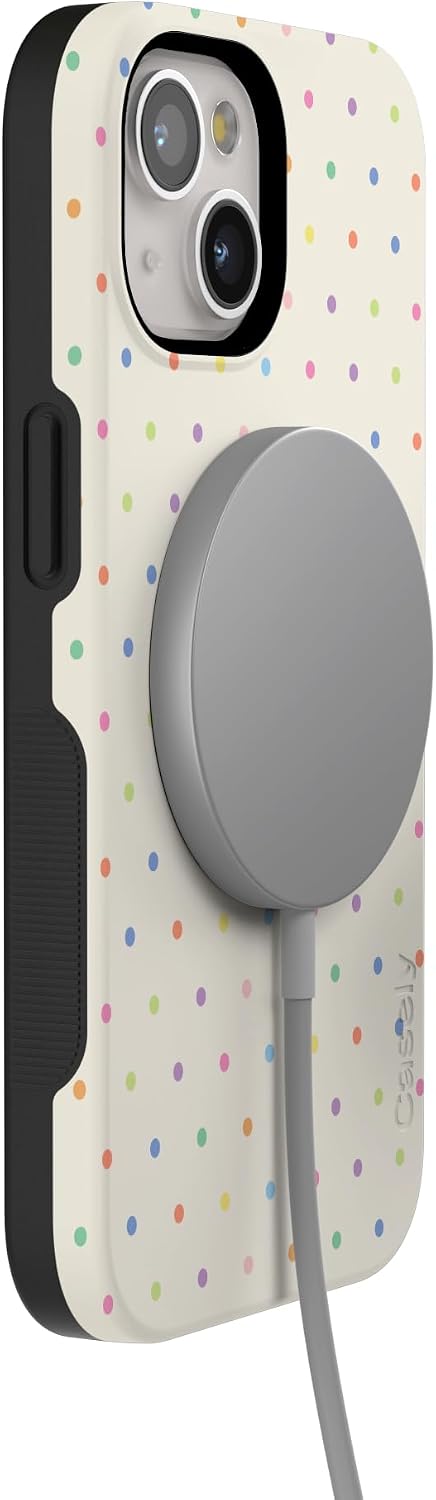 51XQijUsKZL._AC_SL1500_ Casely iPhone 15 Plus Case | On the Dot | Rainbow Polka Dot | Bold Protective Design | Compatible with MagSafe