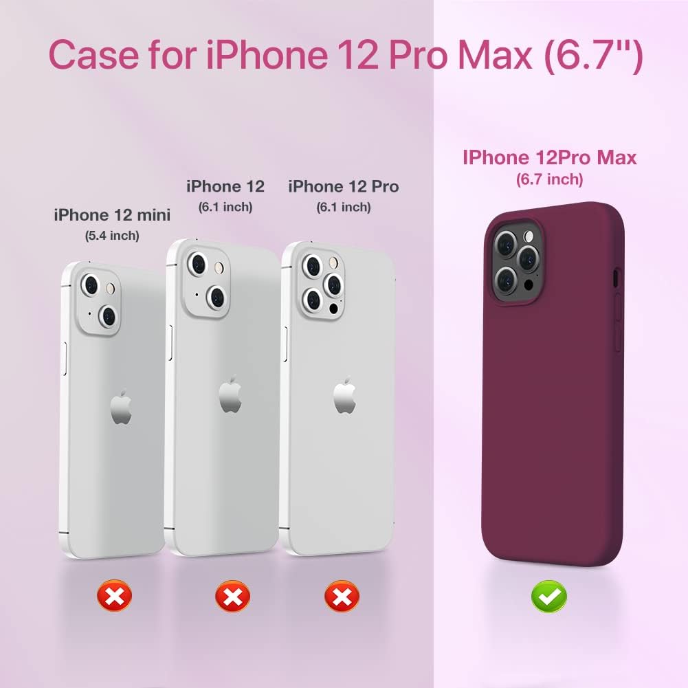 Miracase Compatible with iPhone 12 Pro Max Case, [Soft Anti-Scratch Microfiber Lining], Liquid Silicone Case Gel Rubber Shockproof Drop Protection Phone Case for 12 Pro Max, Wine Red