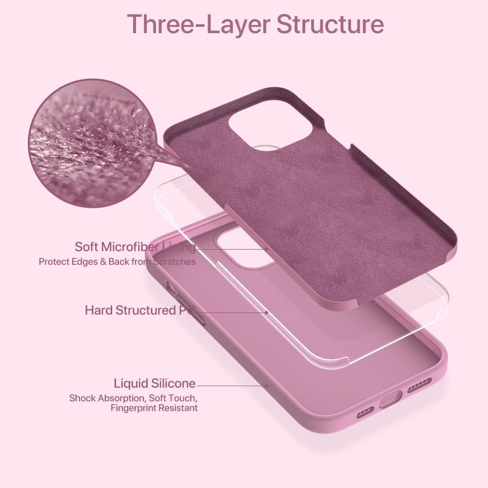 Miracase Compatible with iPhone 12 Pro Max Case, [Soft Anti-Scratch Microfiber Lining], Liquid Silicone Case Gel Rubber Shockproof Drop Protection Phone Case for 12 Pro Max, Blackcurrant