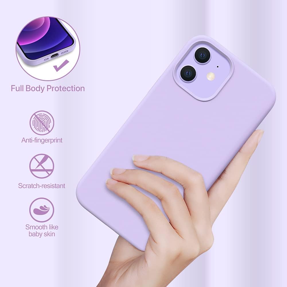 51n4NNAqlUS._AC_SL1001_ Miracase Compatible with iPhone 12 Case and iPhone 12 Pro Case, Liquid Silicone Gel Rubber Full Body Protection Shockproof Drop Protection Phone Case for iPhone 12/12 Pro 6.1 inch, Violet