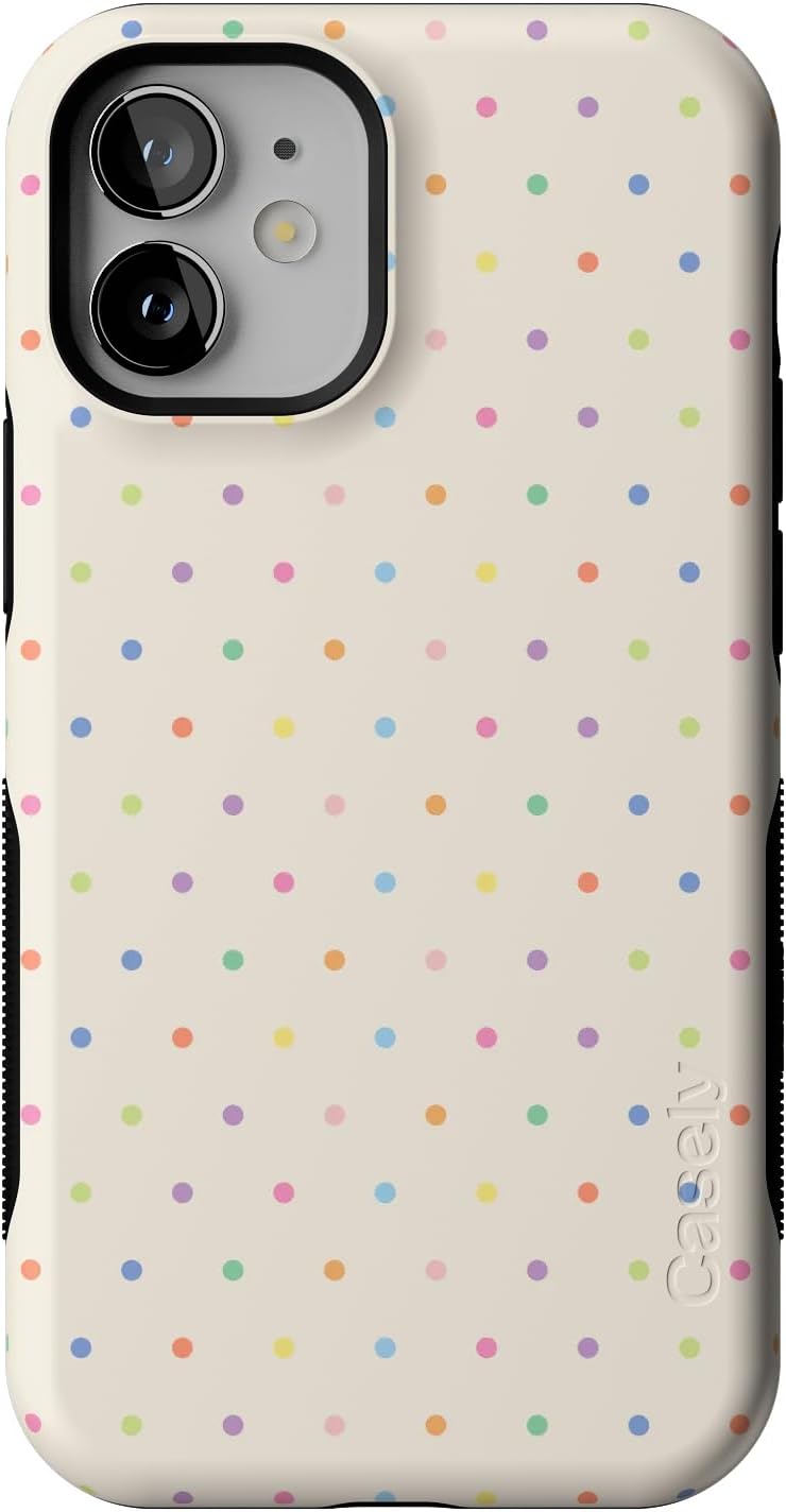 51qM6p4QpL._AC_SL1500_ Casely iPhone 12 Mini Case | On the Dot | Rainbow Polka Dot | Bold Protective Design | Compatible with MagSafe