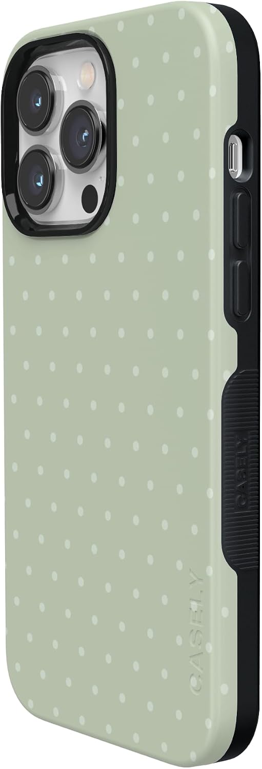 51tgUHL5YrL._AC_SL1500_ Casely iPhone 14 Pro Case | On the Dot | Green Polka Dot | Bold Protective Design | Compatible with MagSafe