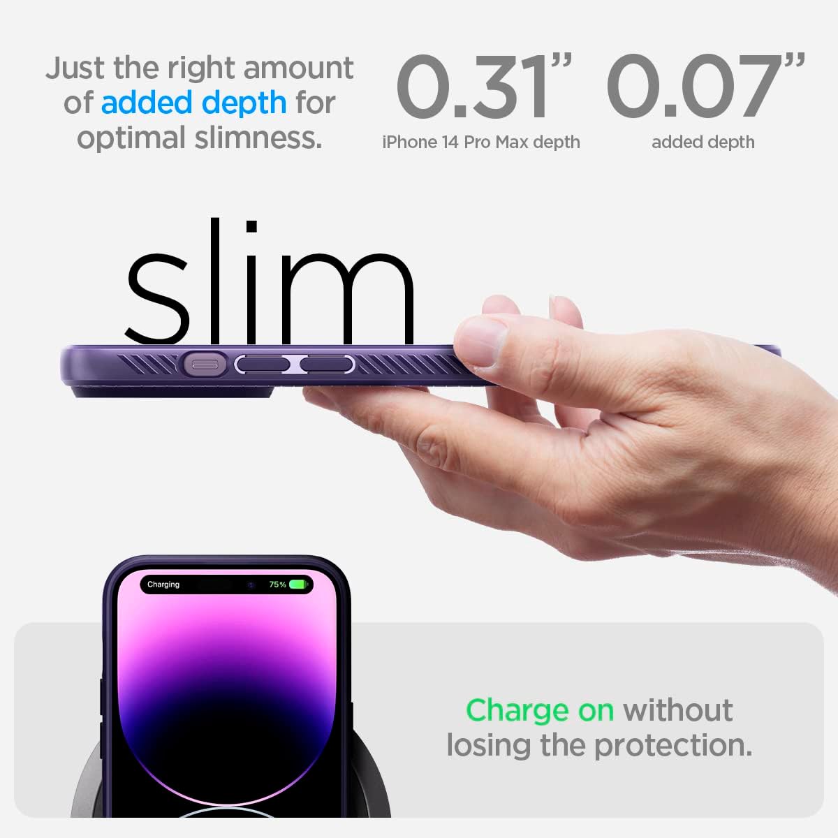 Spigen Liquid Air Designed for iPhone 14 Pro Max Case (2022) [Military-Grade Protection] - Deep Purple