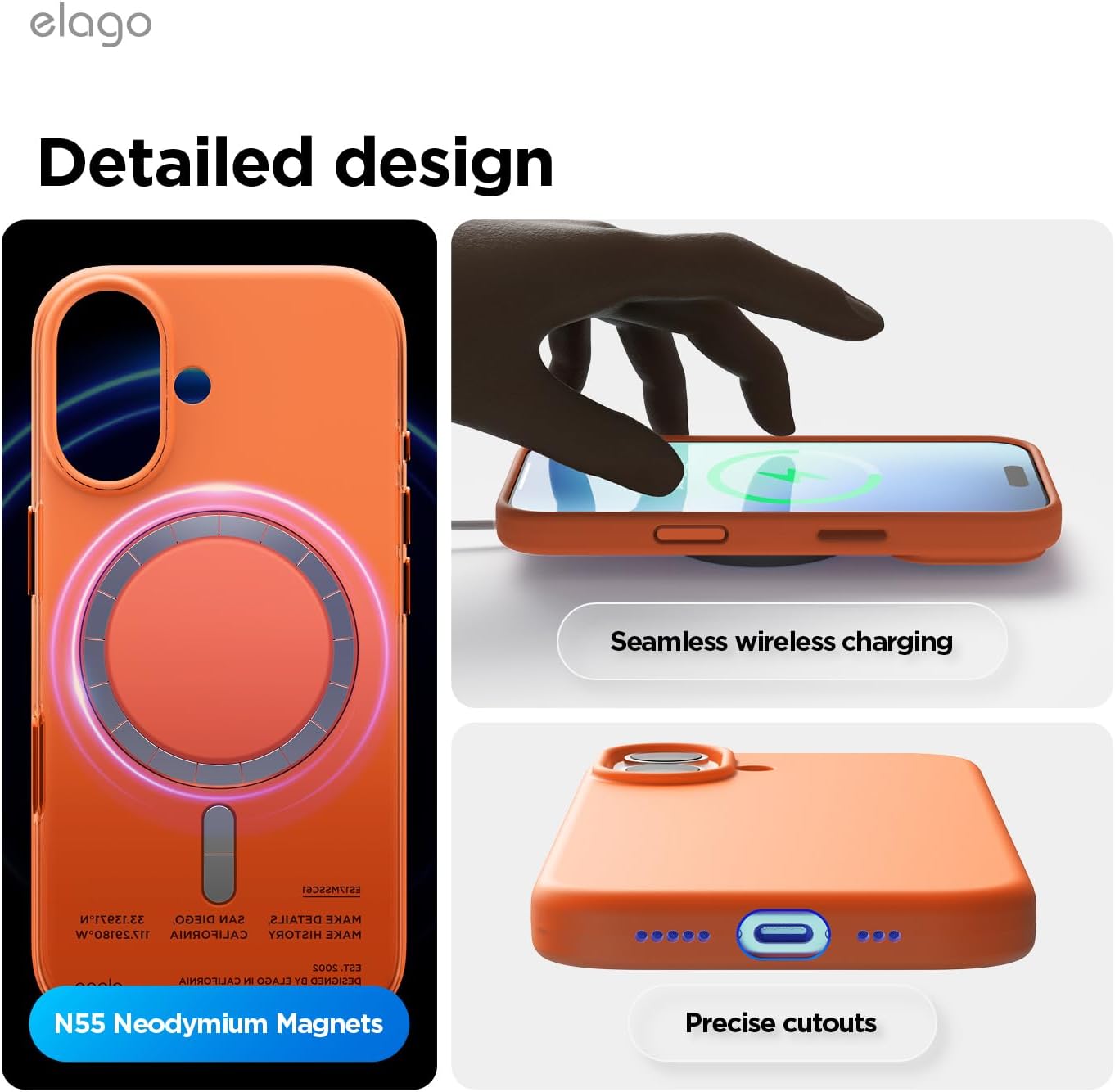 elago for iPhone 17 Case, Premium Magnetic Silicone Case, Compatible with MagSafe, Liquid Silicone Material, Protective Cover, Shockproof, Slim Phone, 6.3 inch (Orange)