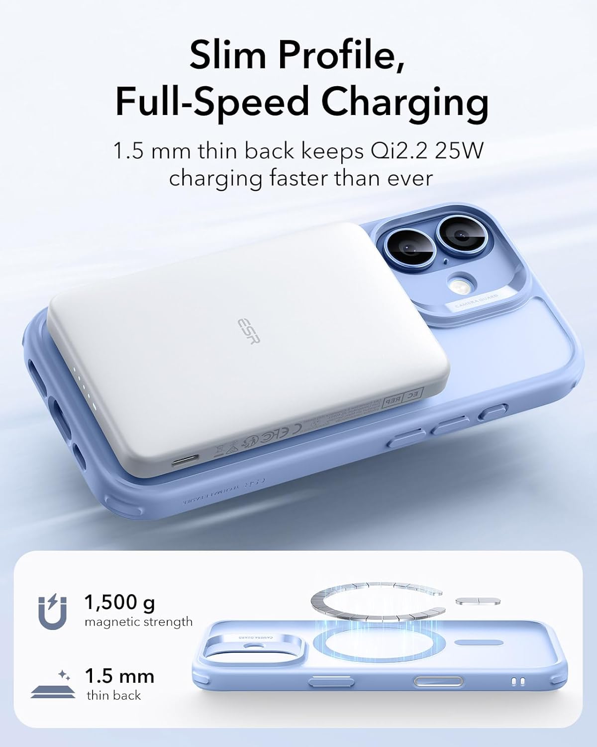 61-Fr46sQcL._AC_SL1500_ ESR for iPhone 17 Case, Camera Control Cover, Compatible with MagSafe, Shockproof Military-Grade Protection, Magnetic Phone Case for iPhone 17, Classic Hybrid Case, Frosted Light Blue
