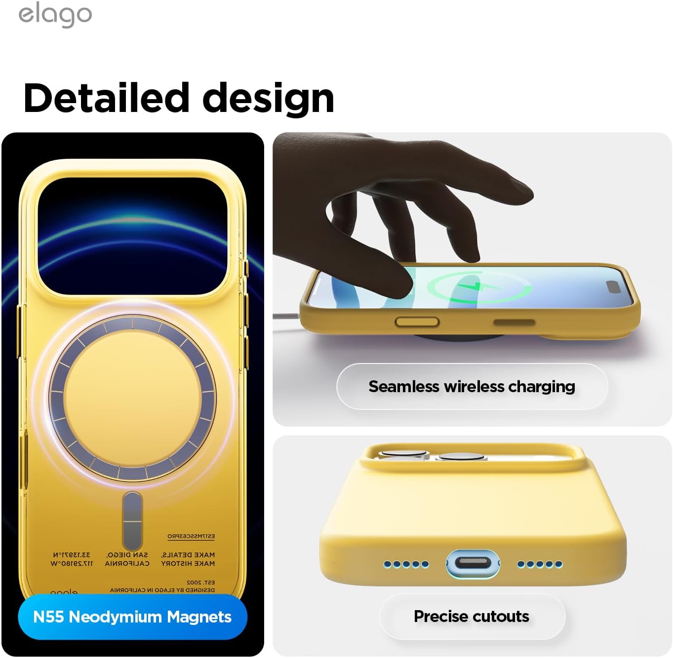 elago for iPhone 17 Pro Case, Premium Magnetic Silicone Case, Compatible with MagSafe, Liquid Silicone Material, Protective Cover, Shockproof, Slim Phone, 6.3 inch (Yellow)
