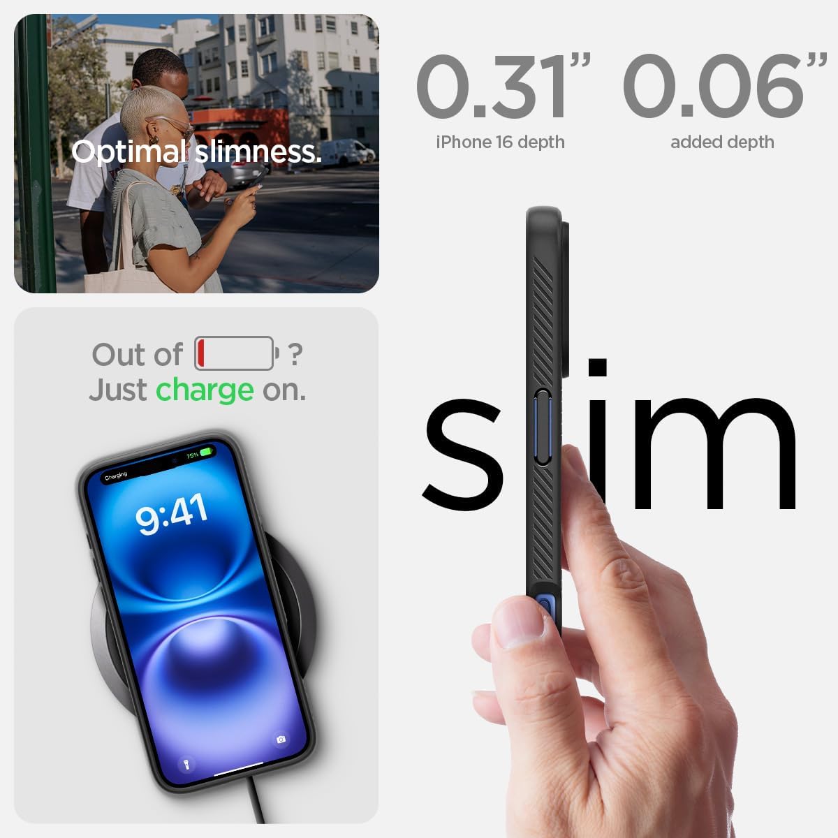 Spigen Liquid Air Designed for iPhone 16 Case [NOT Compatible with MagSafe], [Military-Grade Protection] - Matte Black