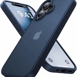 Eastinbox for iPhone 16 Case [16FT Military Grade Shockproof], Anti-Slip Anti-Scratch, Slim Translucent Frosted Matte Protective Cover, i Phone 16 Phone Case 6.1", Blue
