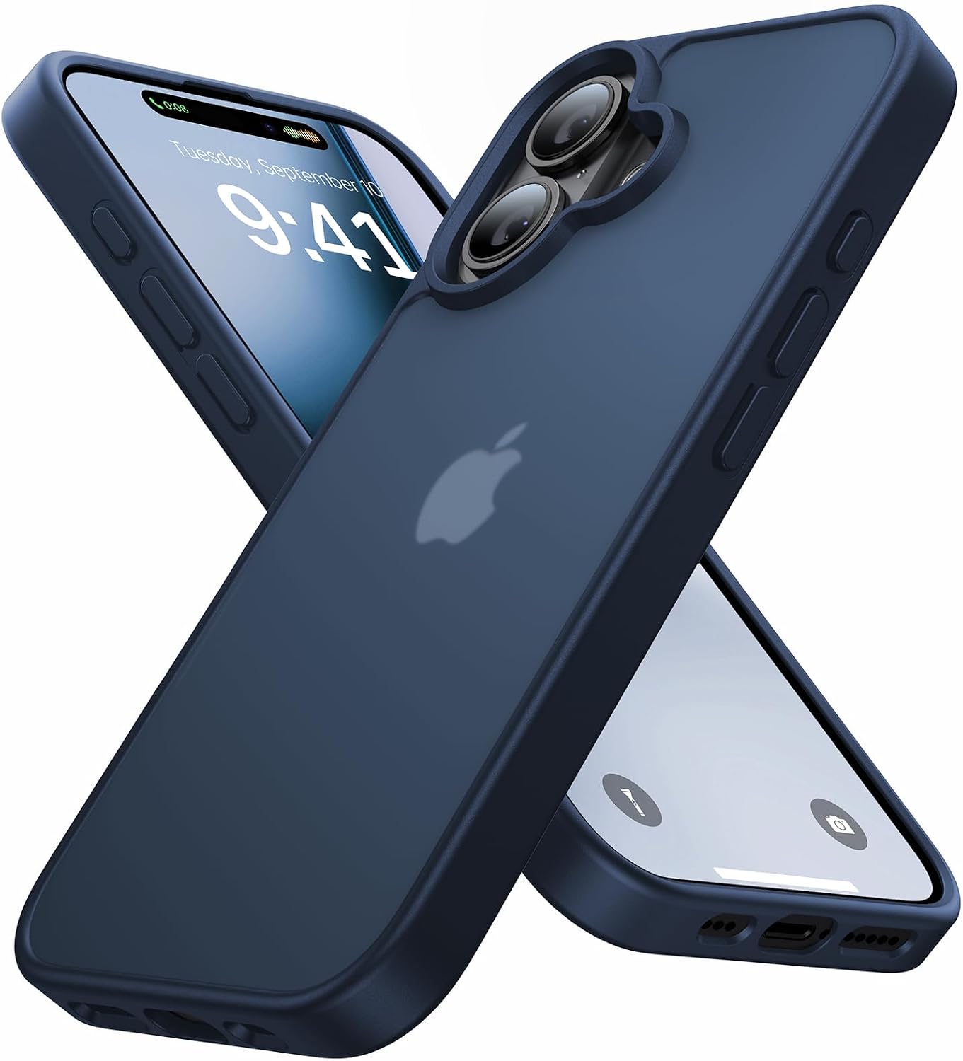 Eastinbox for iPhone 16 Case [16FT Military Grade Shockproof], Anti-Slip Anti-Scratch, Slim Translucent Frosted Matte Protective Cover, i Phone 16 Phone Case 6.1", Blue