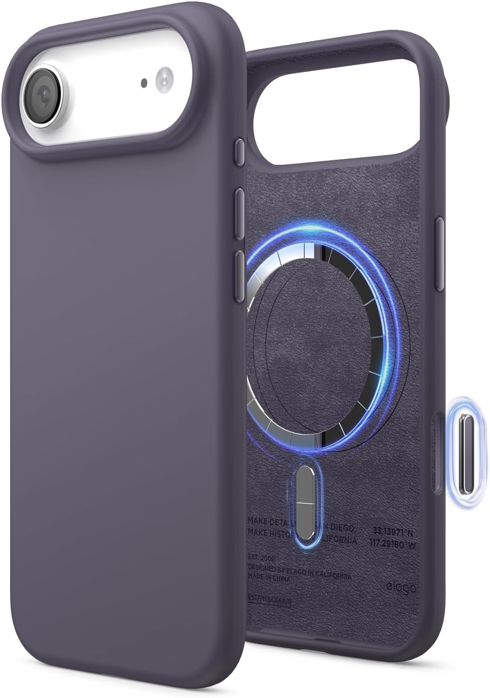 61-baHiJuLL._AC_SL1500_ elago for iPhone Air Case, Premium Magnetic Silicone Case, Compatible with MagSafe, Liquid Silicone Material, Protective Cover, Shockproof, Slim Phone, 6.5 inch (Deep Lavender)