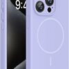 Miracase Magnetic for iPhone 15 Pro Case, [Soft Anti-Scratch Microfiber Lining], Compatible with MagSafe, Liquid Silicone Shockproof Drop Protection Phone Case for 15 Pro, Light Purple