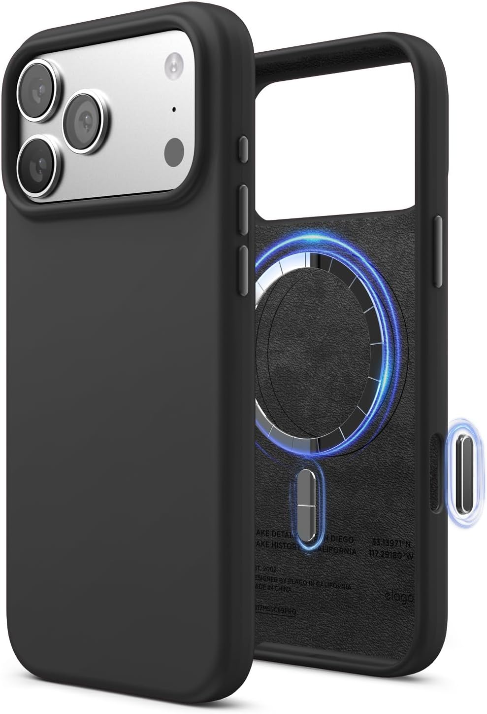 6103ECfc42L._AC_SL1500_ elago for iPhone 17 Pro Max Case, Premium Magnetic Silicone Case, Compatible with MagSafe, Liquid Silicone Material, Protective Cover, Shockproof, Slim Phone, 6.9 inch (Black)