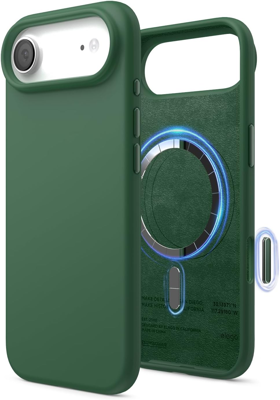 610QRwlAdPL._AC_SL1500_ elago for iPhone Air Case, Premium Magnetic Silicone Case, Compatible with MagSafe, Liquid Silicone Material, Protective Cover, Shockproof, Slim Phone, 6.5 inch (Alpine Green)