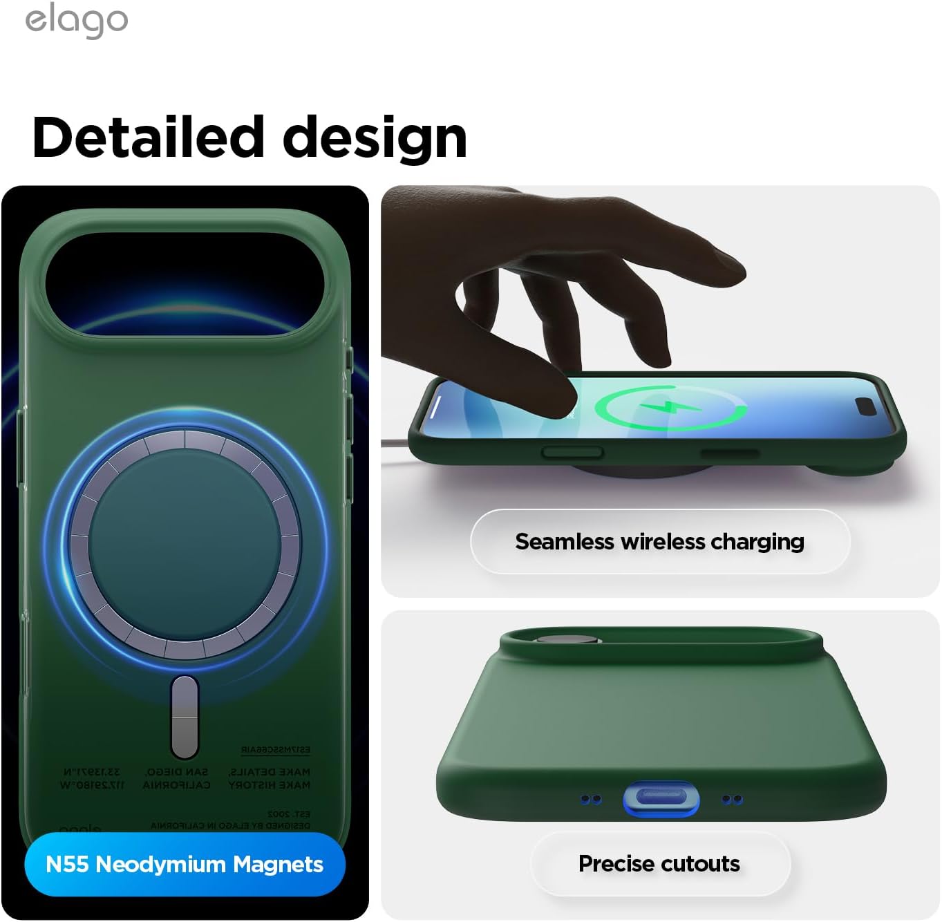 elago for iPhone Air Case, Premium Magnetic Silicone Case, Compatible with MagSafe, Liquid Silicone Material, Protective Cover, Shockproof, Slim Phone, 6.5 inch (Alpine Green)