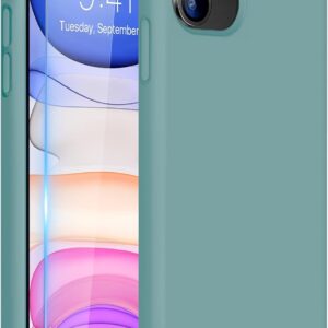 610SOq1IRKL._AC_SL1500_ Miracase Designed for iPhone 11 Phone Case, with Screen Protector, Liquid Silicone Gel Rubber Drop Protection Shockproof Cover Phone Case for iPhone 11, Midnight Green