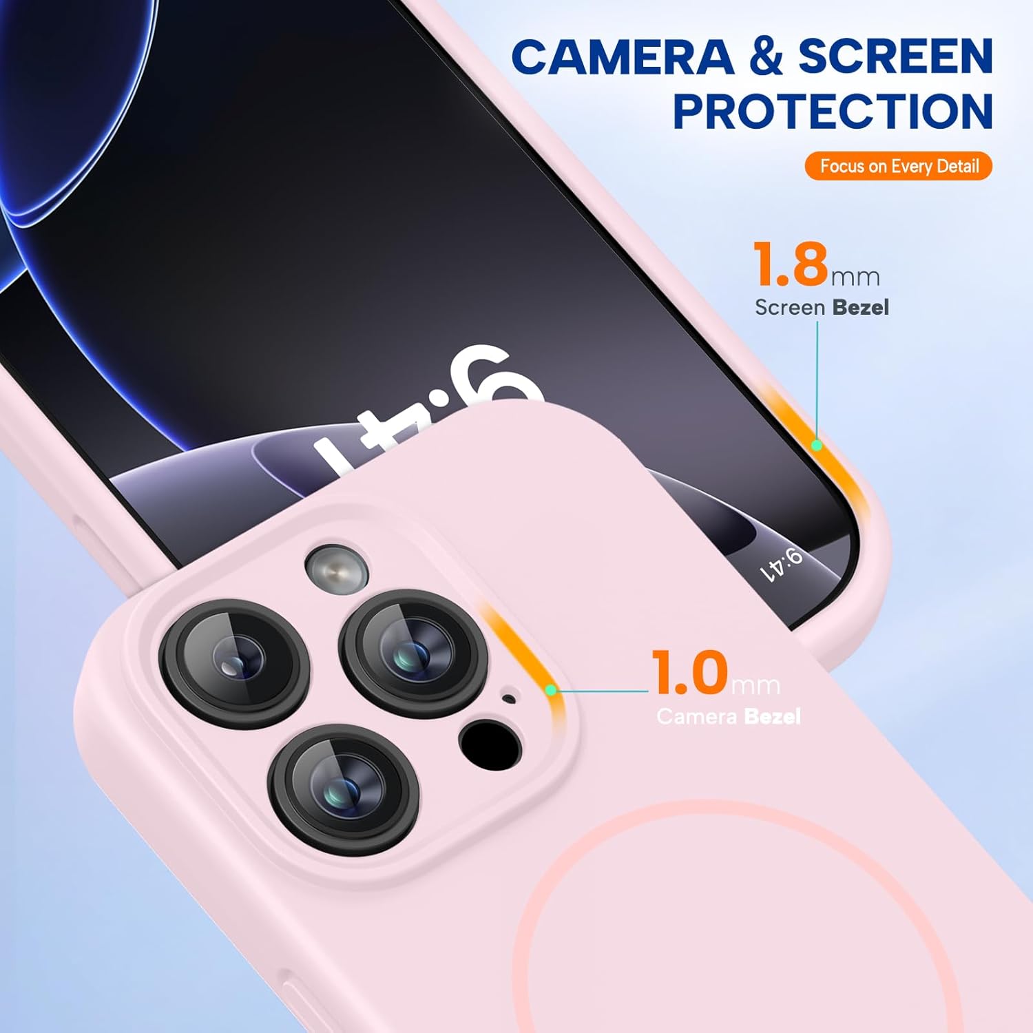Miracase Magnetic for iPhone 16 Pro Case, [Soft Anti-Scratch Microfiber Lining], Compatible with MagSafe, Liquid Silicone Case Shockproof Drop Protection Phone Case for 16 Pro,Sand Pink