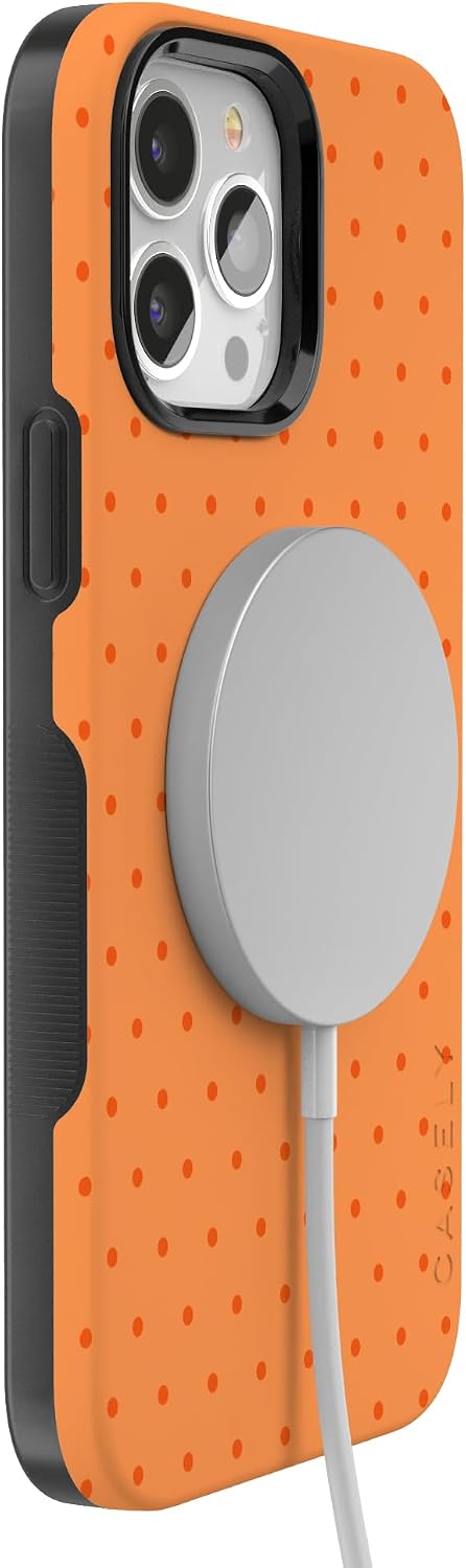 610efyaRwsL._AC_SL1500_ Casely iPhone 13 Pro Case | On the Dot | Orange Polka Dot | Bold Protective Design | Compatible with MagSafe