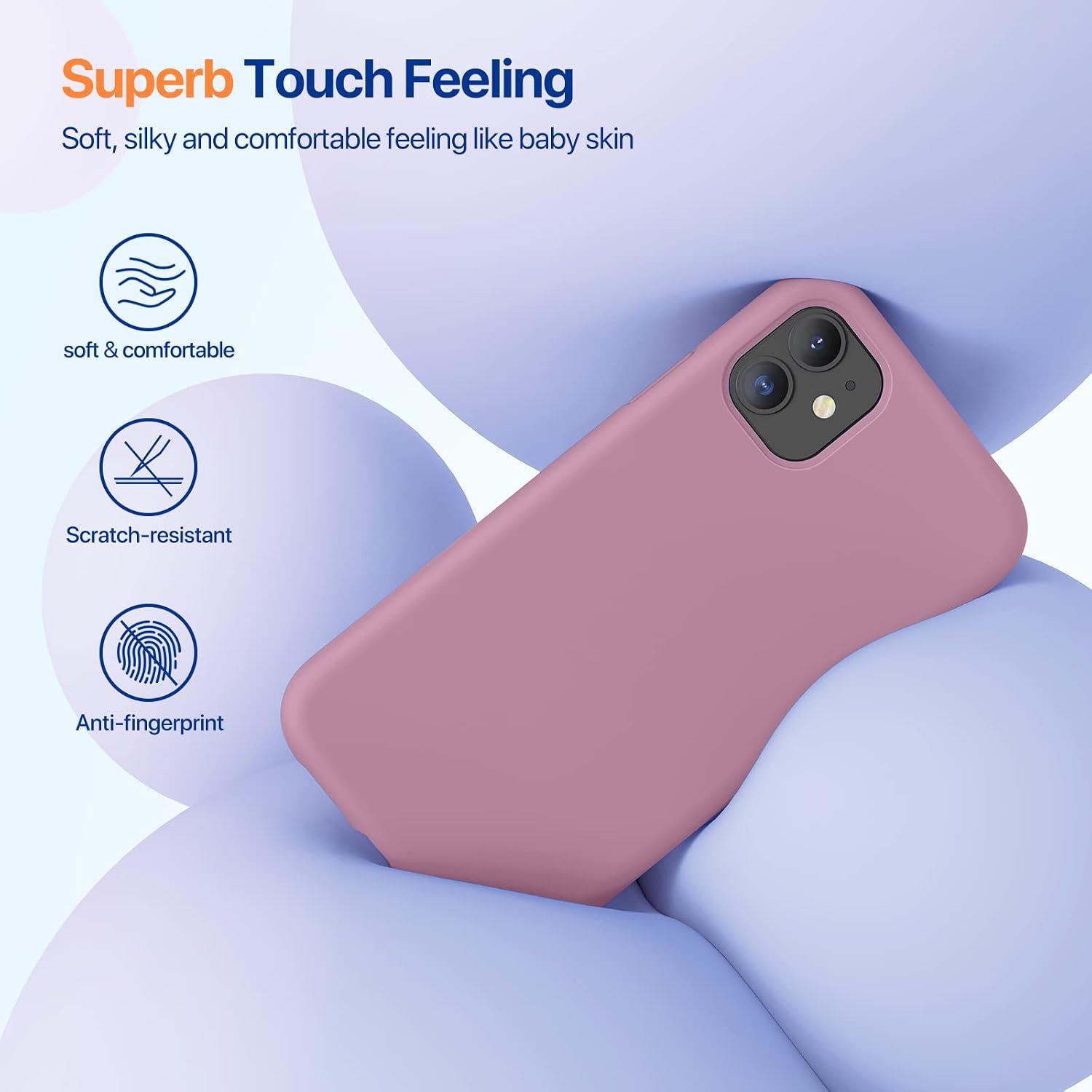 610ojNAsreL._AC_SL1500_ Miracase Designed for iPhone 11 Phone Case, with Screen Protector, Liquid Silicone Gel Rubber Drop Protection Shockproof Cover Phone Case for iPhone 11, Blackcurrant