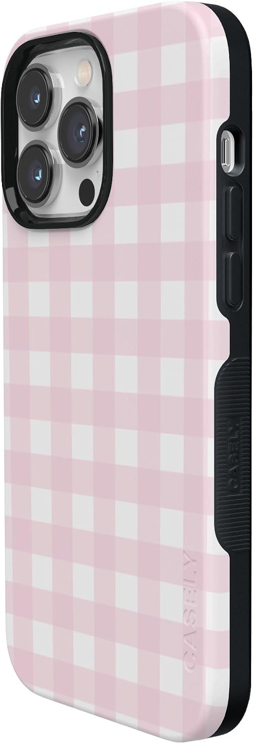 611JOaTzMYL._AC_SL1500_ Casely iPhone 14 Pro Case | Pink Plaid | Sunday Best | Bold Protective Design | Compatible with MagSafe