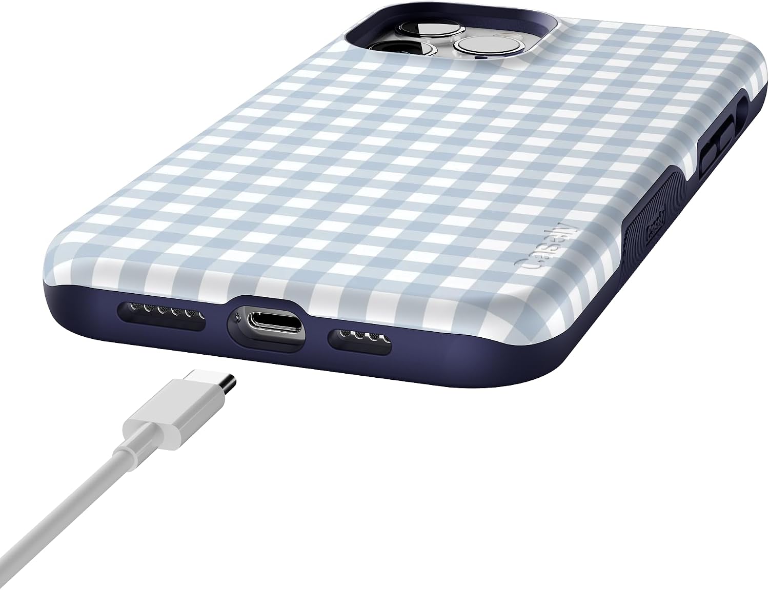 611fT0eiwNL._AC_SL1500_ Casely iPhone 12 Pro Max Case | Pastel Picnic | Blue Gingham | Bold Protective Design | Compatible with MagSafe
