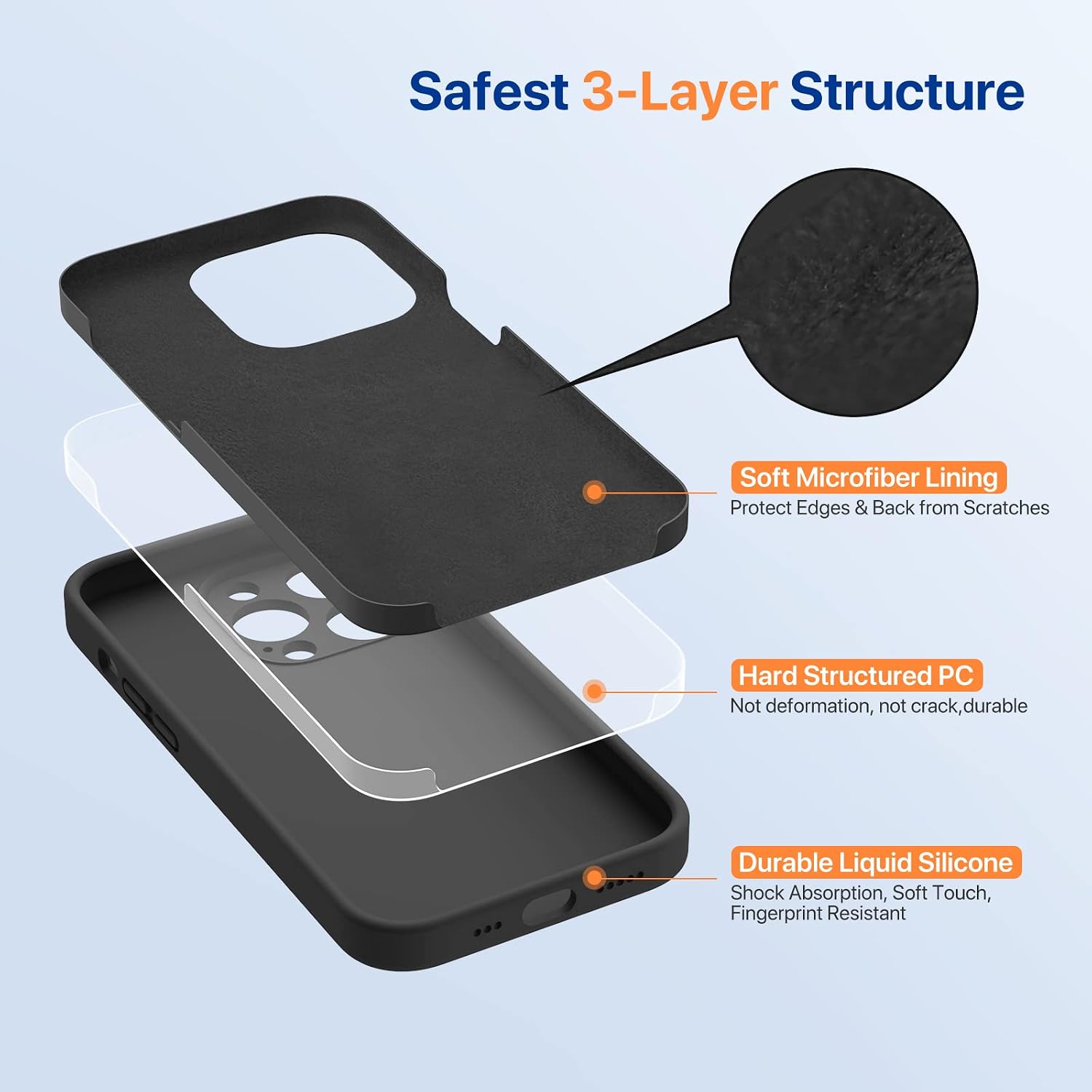 Miracase Designed for iPhone 14 Pro Case, Compatible with Magsafe, Shockproof Liquid Silicone Rubber Phone Case Cover for 14 Pro 6.1 inch, Black Magnetic