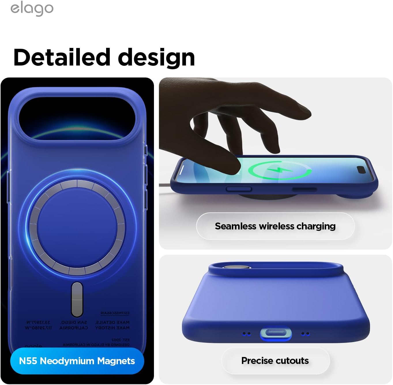 611xstqhCzL._AC_SL1500_ elago for iPhone Air Case, Premium Magnetic Silicone Case, Compatible with MagSafe, Liquid Silicone Material, Protective Cover, Shockproof, Slim Phone, 6.5 inch (Cobalt Blue)