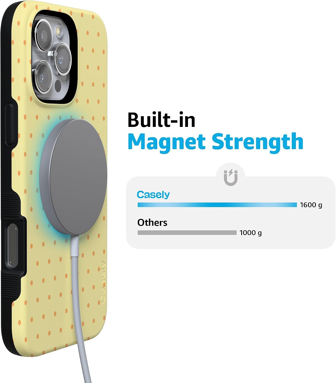 61227G1y2uL._AC_SL1500_ Casely iPhone 16 Pro Max Case | On the Dot | Yellow Polka Dot | Bold Protective Design | Compatible with MagSafe