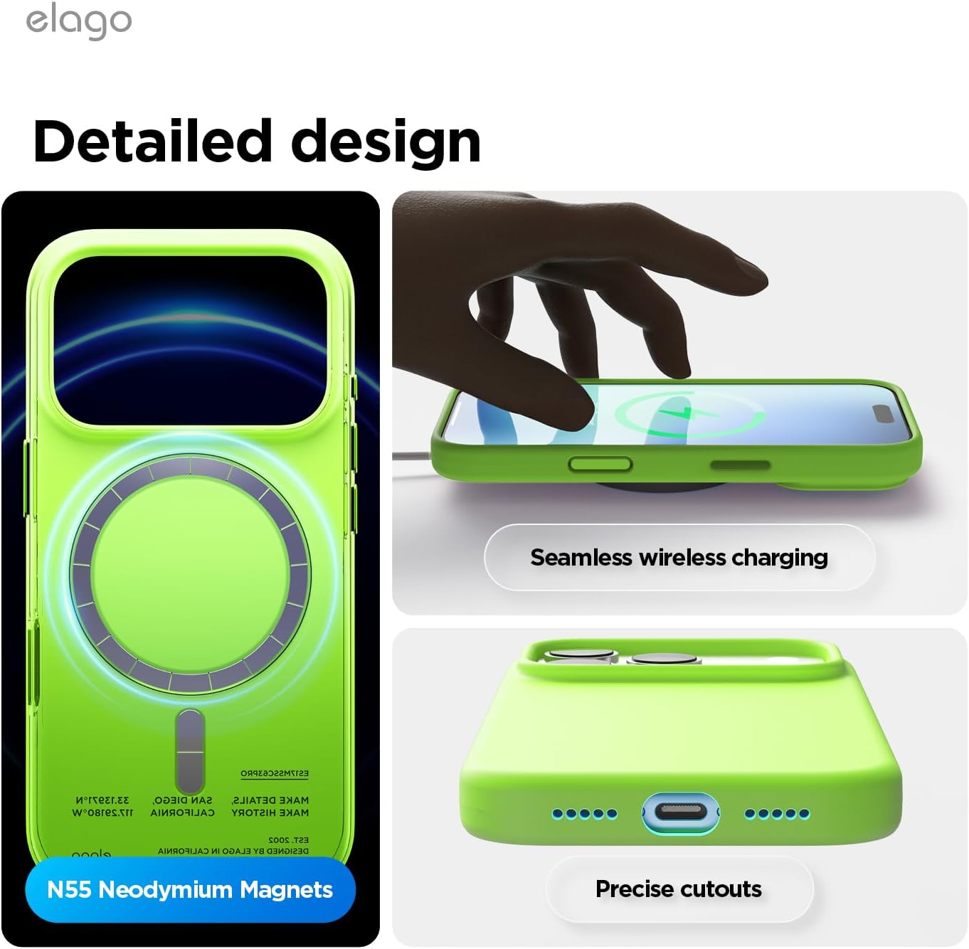6123usEAWbL._AC_SL1500_ elago for iPhone 17 Pro Case, Premium Magnetic Silicone Case, Compatible with MagSafe, Liquid Silicone Material, Protective Cover, Shockproof, Slim Phone, 6.3 inch (Lime Green)