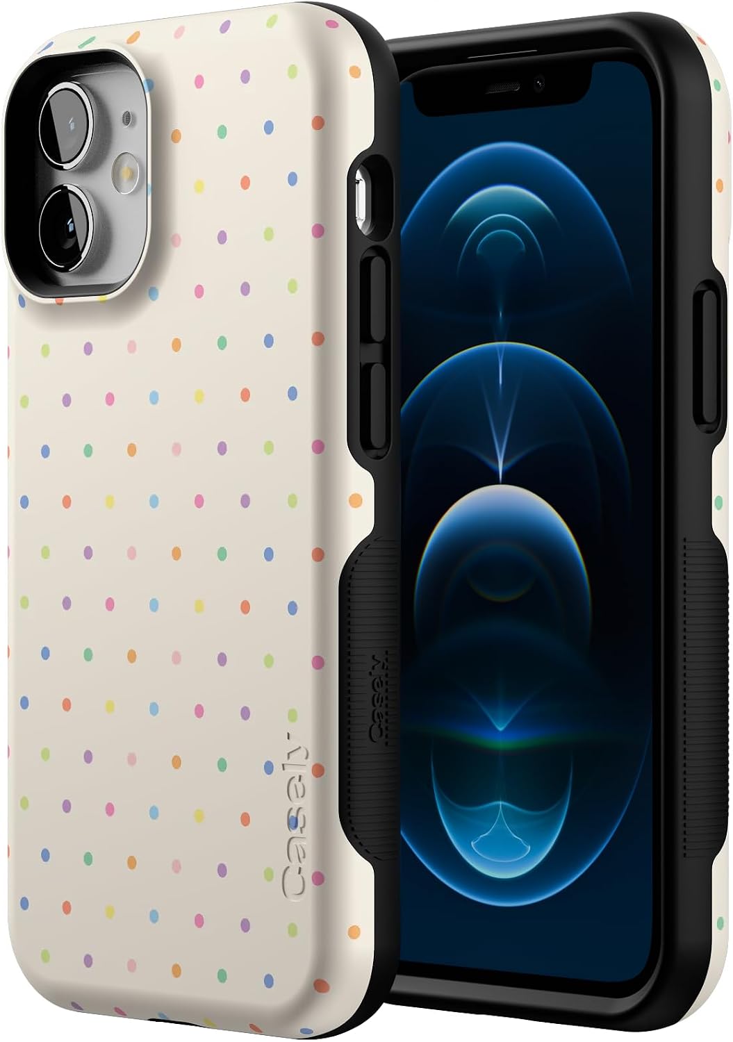 6123wK86FL._AC_SL1500_ Casely iPhone 12 Mini Case | On the Dot | Rainbow Polka Dot | Bold Protective Design | Compatible with MagSafe