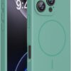 Miracase Magnetic for iPhone 16 Pro Max Case, [Soft Anti-Scratch Microfiber Lining], Compatible with MagSafe, Liquid Silicone Case Shockproof Drop Protection Phone Case for 16 ProMax,Midnight Green