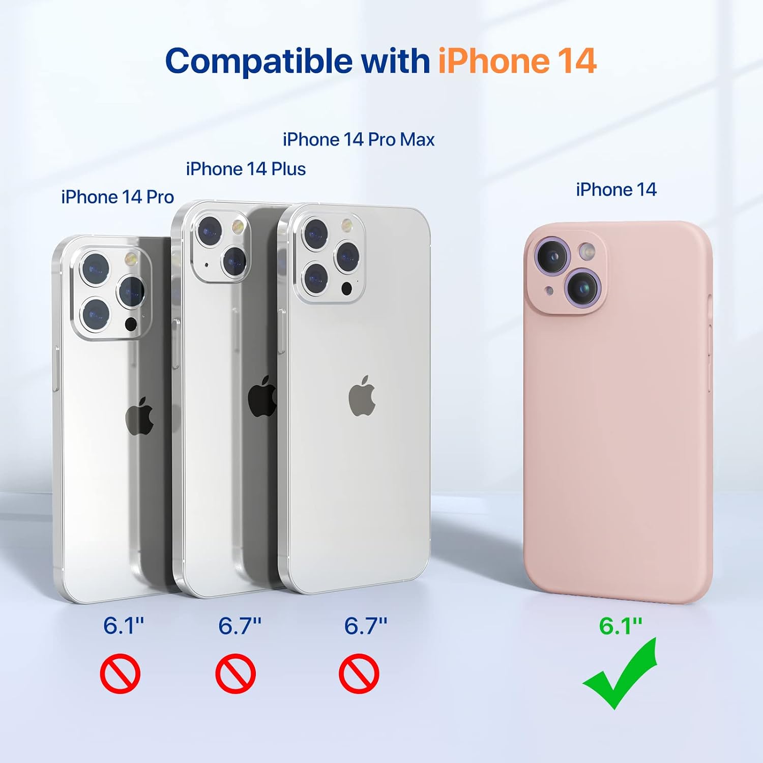Miracase Designed for iPhone 14 Case, [Upgraded Enhanced Camera Protection], Shockproof Liquid Silicone Case with Microfiber Lining, 6.1 inch, Sand Pink
