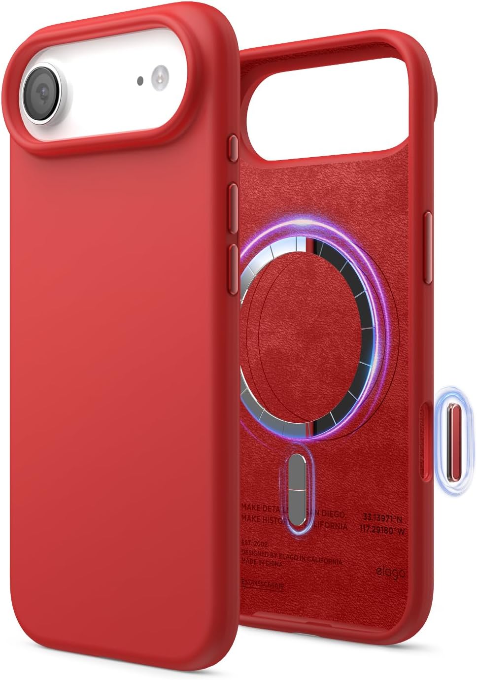 61299qKBJiL._AC_SL1500_ elago for iPhone Air Case, Premium Magnetic Silicone Case, Compatible with MagSafe, Liquid Silicone Material, Protective Cover, Shockproof, Slim Phone, 6.5 inch (Red)