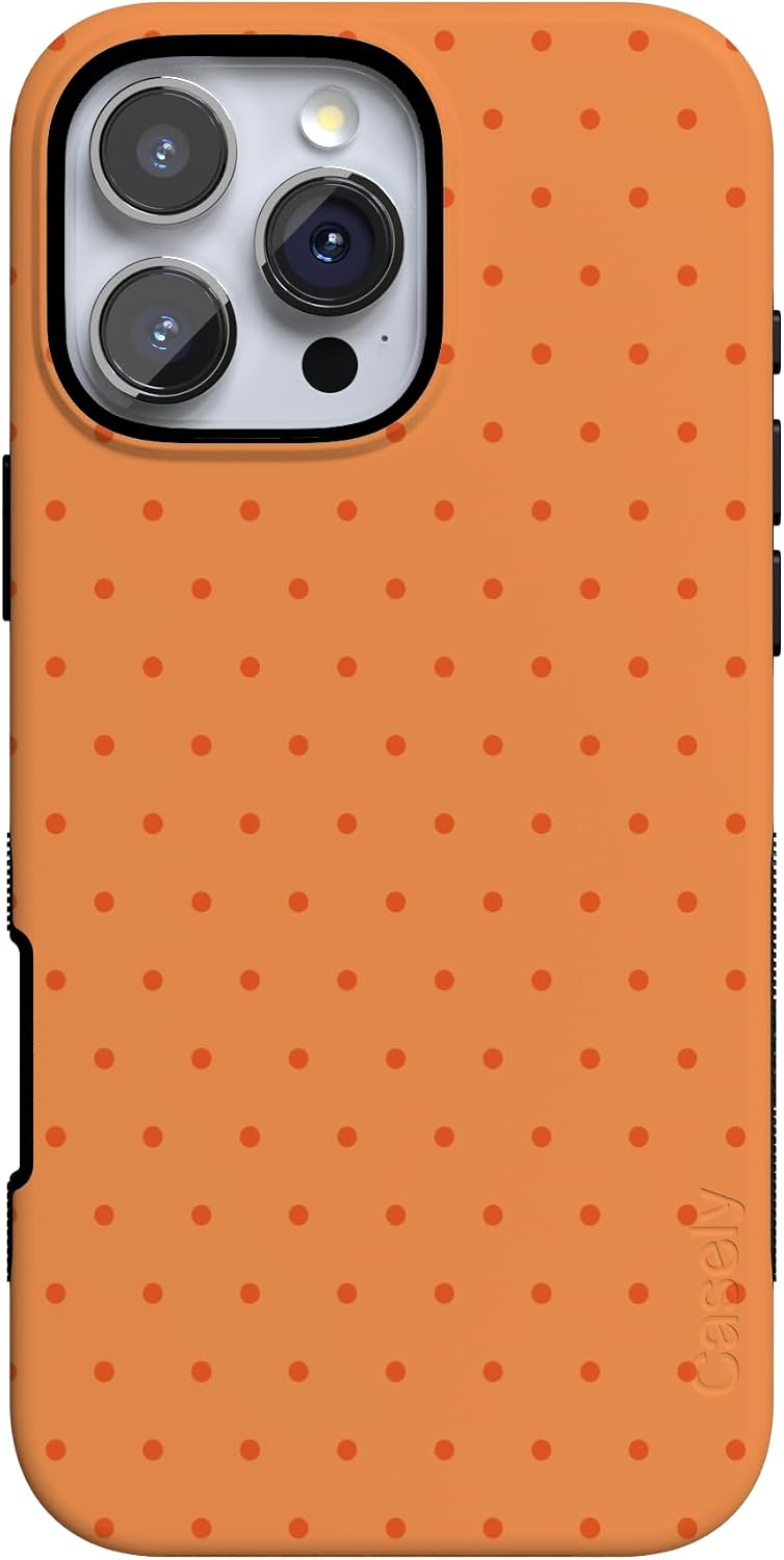 6129U9yfc3L._AC_SL1500_ Casely iPhone 16 Pro Case | On the Dot | Orange Polka Dot | Bold Protective Design | Compatible with MagSafe
