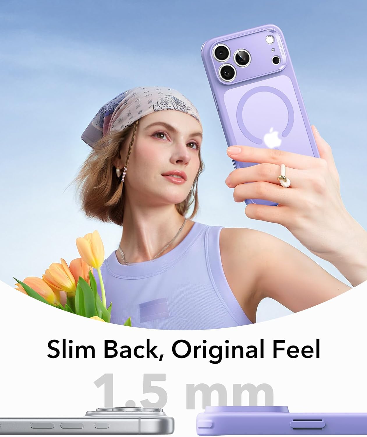 612i49fmC2L._AC_SL1500_ ESR for iPhone 17 Pro Case, Camera Control Cover, Compatible with MagSafe, Shockproof Military-Grade Protection, Magnetic Phone Case for iPhone 17 Pro, Classic Hybrid Case, Frosted Purple