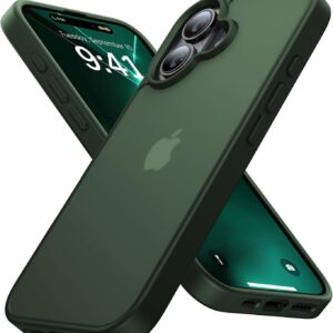 Eastinbox for iPhone 16 Case [16FT Military Grade Shockproof], Anti-Slip Anti-Scratch, Slim Translucent Frosted Matte Protective Cover, i Phone 16 Phone Case 6.1", Green
