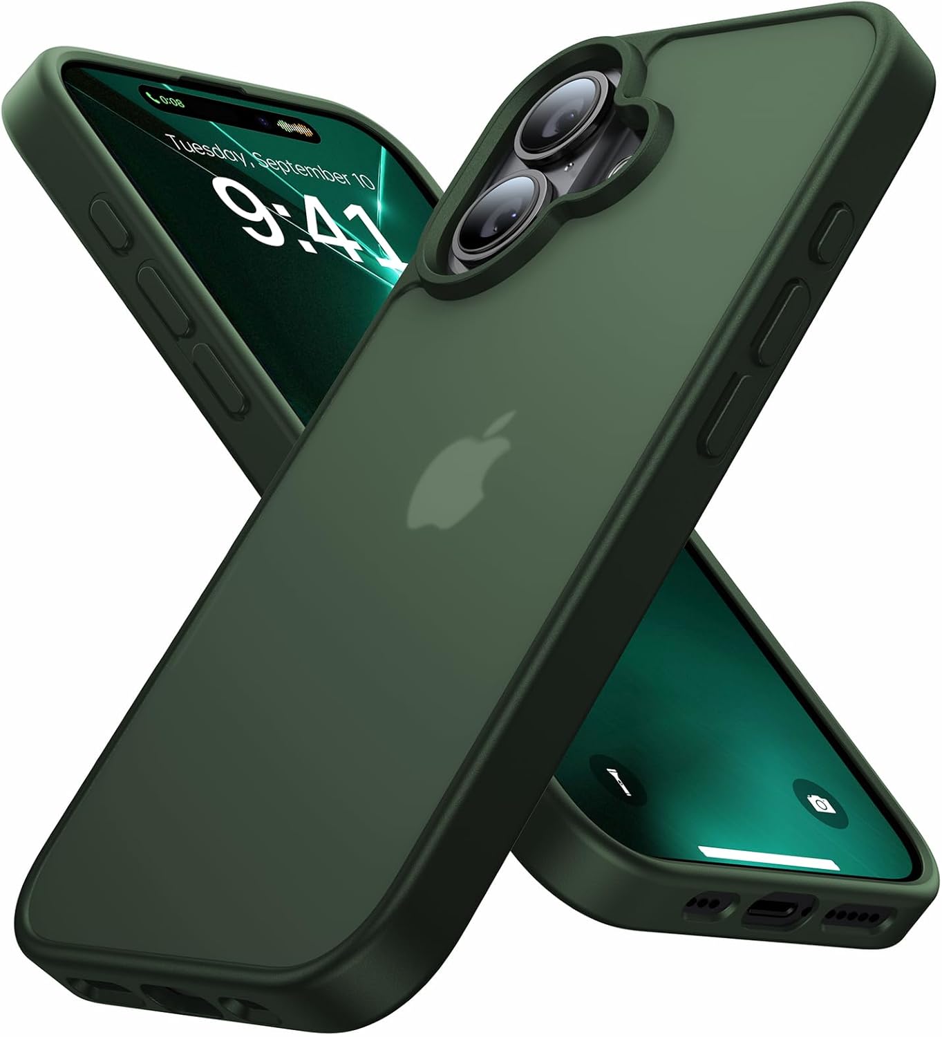 Eastinbox for iPhone 16 Case [16FT Military Grade Shockproof], Anti-Slip Anti-Scratch, Slim Translucent Frosted Matte Protective Cover, i Phone 16 Phone Case 6.1", Green