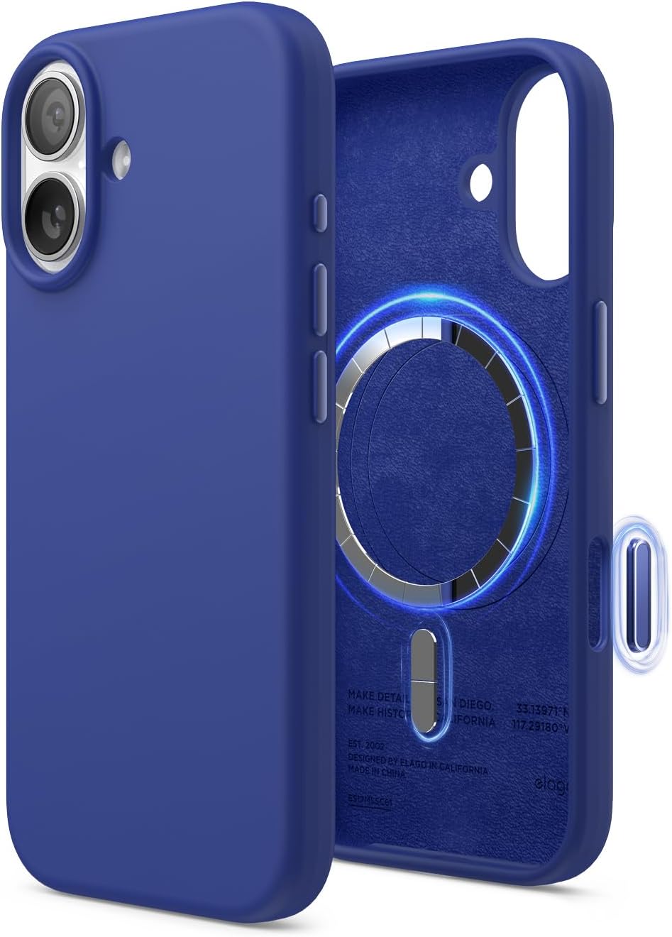 6132ISKFIyL._AC_SL1500_ elago for iPhone 17 Case, Premium Magnetic Silicone Case, Compatible with MagSafe, Liquid Silicone Material, Protective Cover, Shockproof, Slim Phone, 6.3 inch (Cobalt Blue)