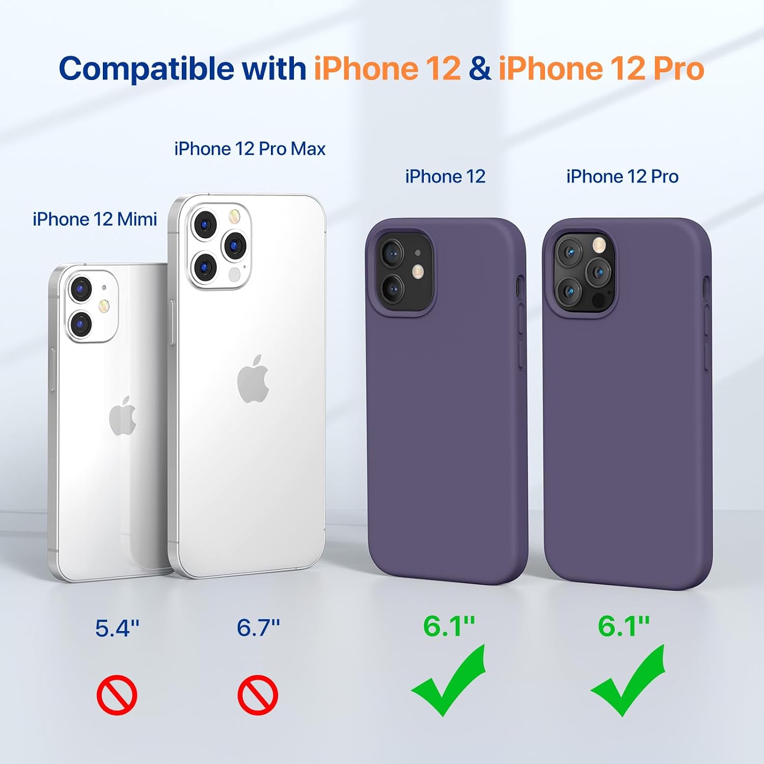 613fGtP3HFL._AC_SL1500_ Miracase Compatible with iPhone 12 Case and iPhone 12 Pro Case, Liquid Silicone Gel Rubber Full Body Protection Shockproof Drop Protection Phone Case for iPhone 12/12 Pro 6.1 inch, Dark Purple