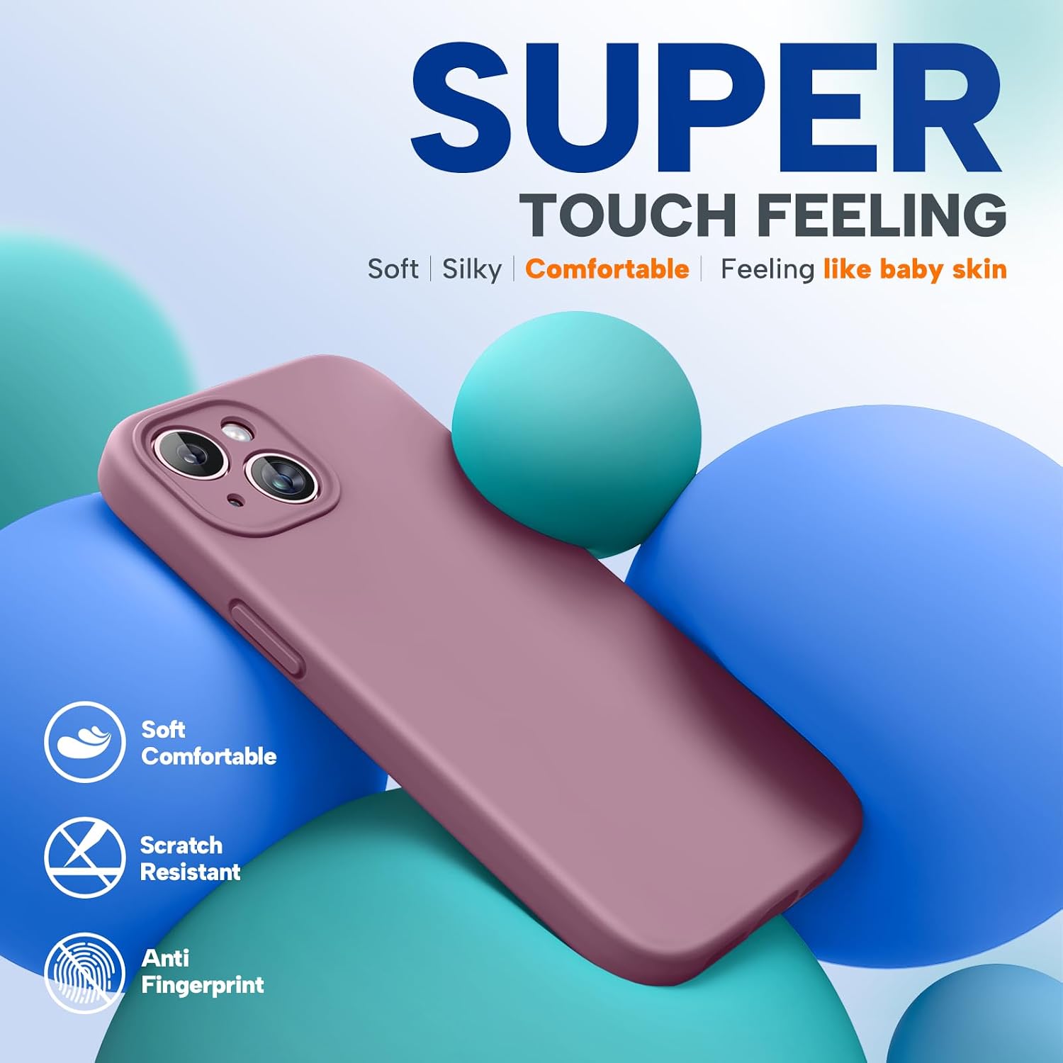 Miracase Compatible with iPhone 15 Plus Case, [Soft Anti-Scratch Microfiber Lining], Liquid Silicone Case Gel Rubber Shockproof Drop Protection Phone Case for iPhone 15 Plus, Blackcurrant