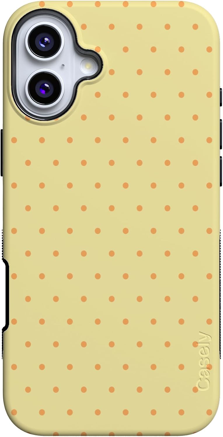 613yrgOzE0L._AC_SL1500_ Casely iPhone 16 Plus Case | On the Dot | Yellow Polka Dot | Bold Protective Design | Compatible with MagSafe
